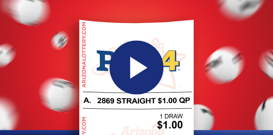 Pick 4 ticket with a video play symbol overlay