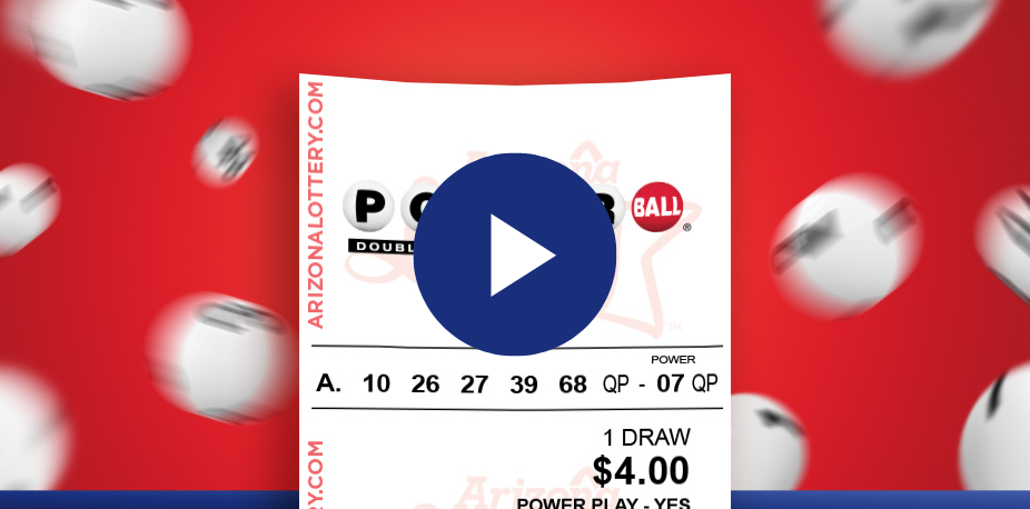 Powerball ticket with a video play symbol overlay