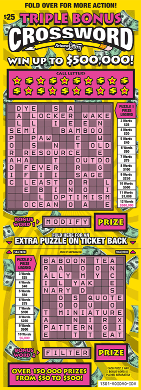Triple Bonus Crossword 1301 Arizona Lottery