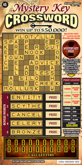 mystery key crossword 1296 arizona lottery