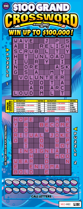  $100 Grand Crossword, $10 ticket, win up to $100,000