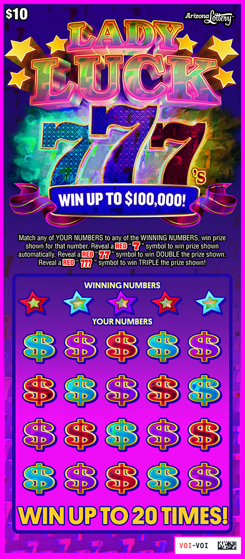 $10 ticket, Triple Red 7's, win up to $100,000, win up to 20 times