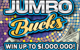 $20 ticket, Jumbo Bucks, win up to $1 million, win up to 26 times