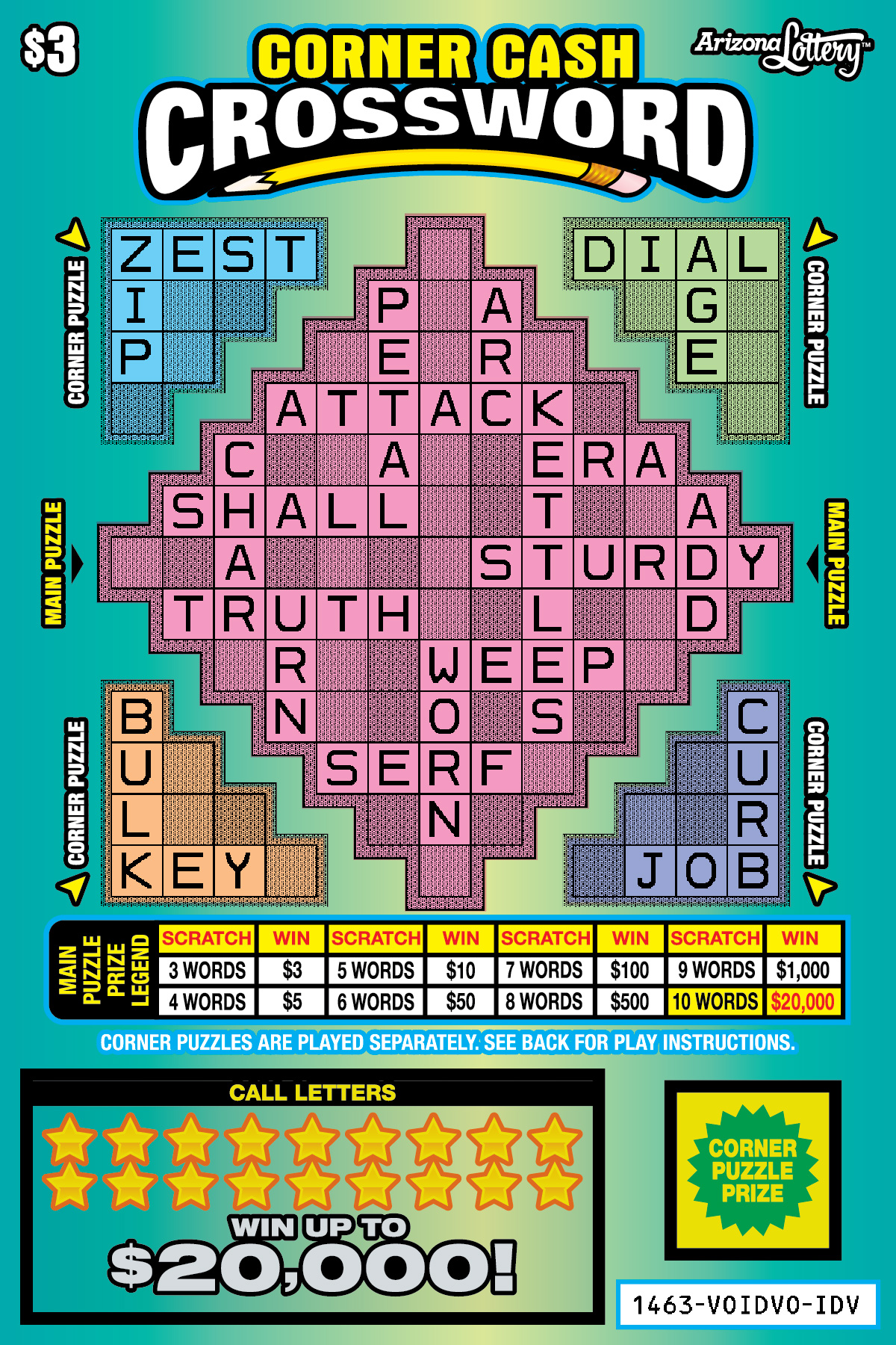 #1463 Corner Cash Crossword Logo
