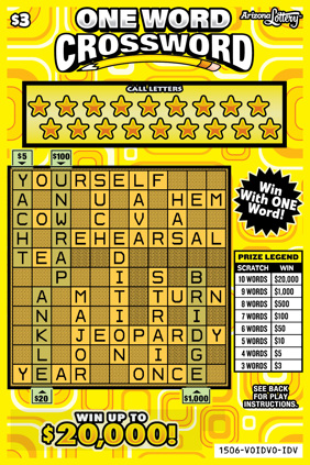 One Word Crossword, $3 Ticket, Win Up To $20,000